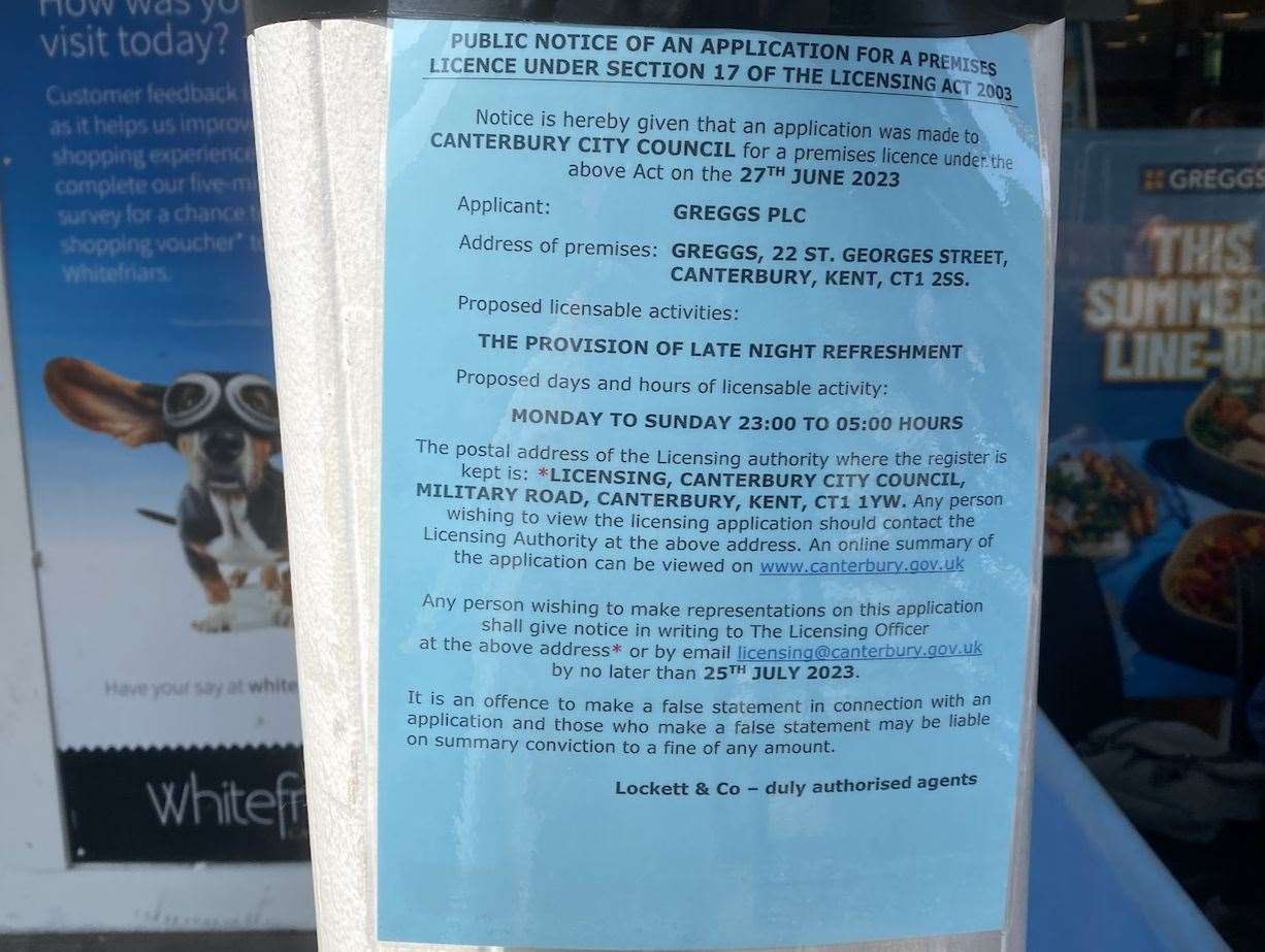 The license offer notes that the branch wishes to remain open between 11:00 p.m. and 5:00 p.m. seven days a week